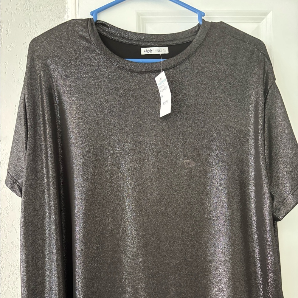 Maurices Shimmering Silver Short Sleeve Tee